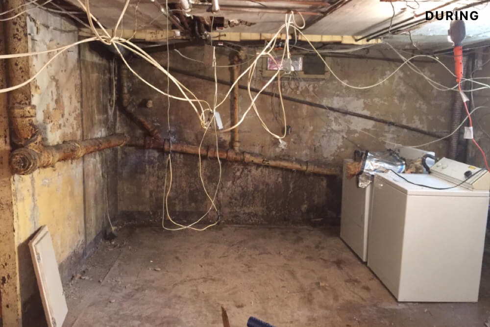 open wiring and pipes during renovation