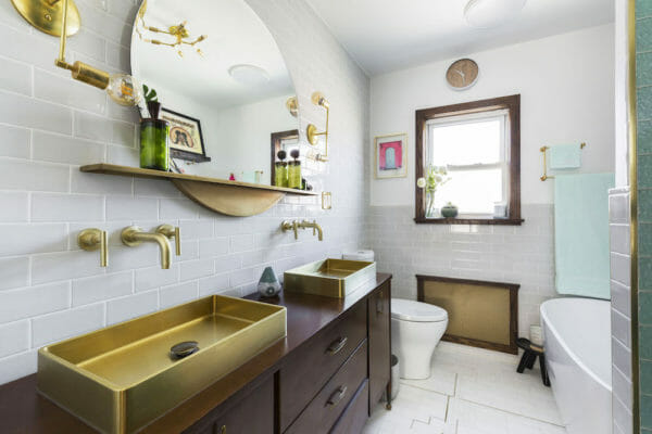 An Eclectic Bath Is a Mix of Mid-Century and Global Style