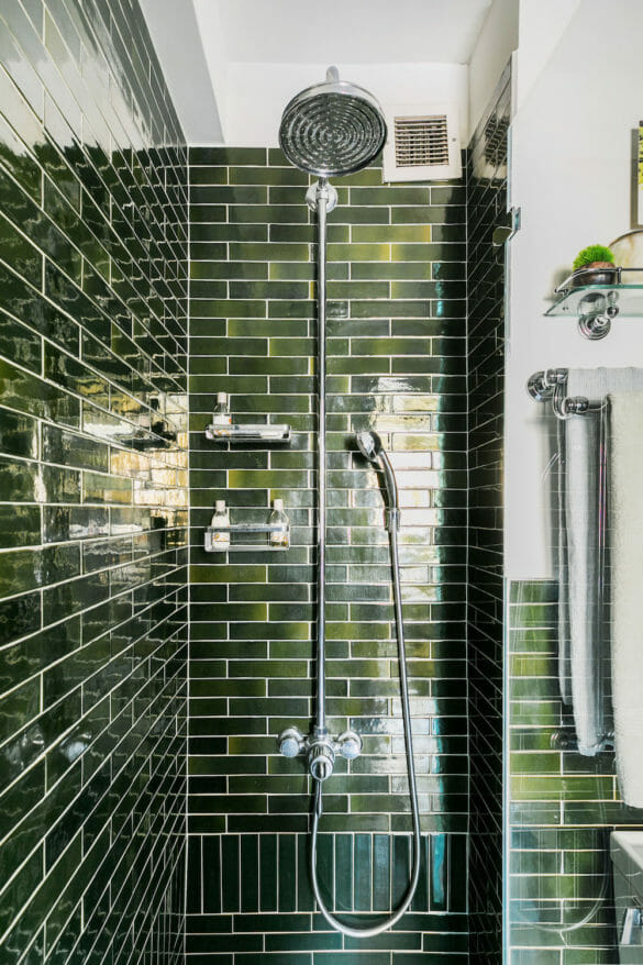 Gramercy Park bathroom, bathroom renovation, tile, glass divider, tile floor, tile wall, shower