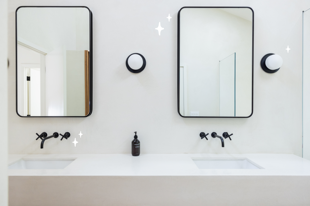Bathroom-double-vanity-with-wall-mounted-matte-black-faucets