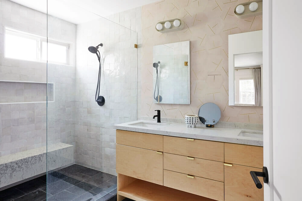 bathroom in a home and ADU remodel in Los Angeles